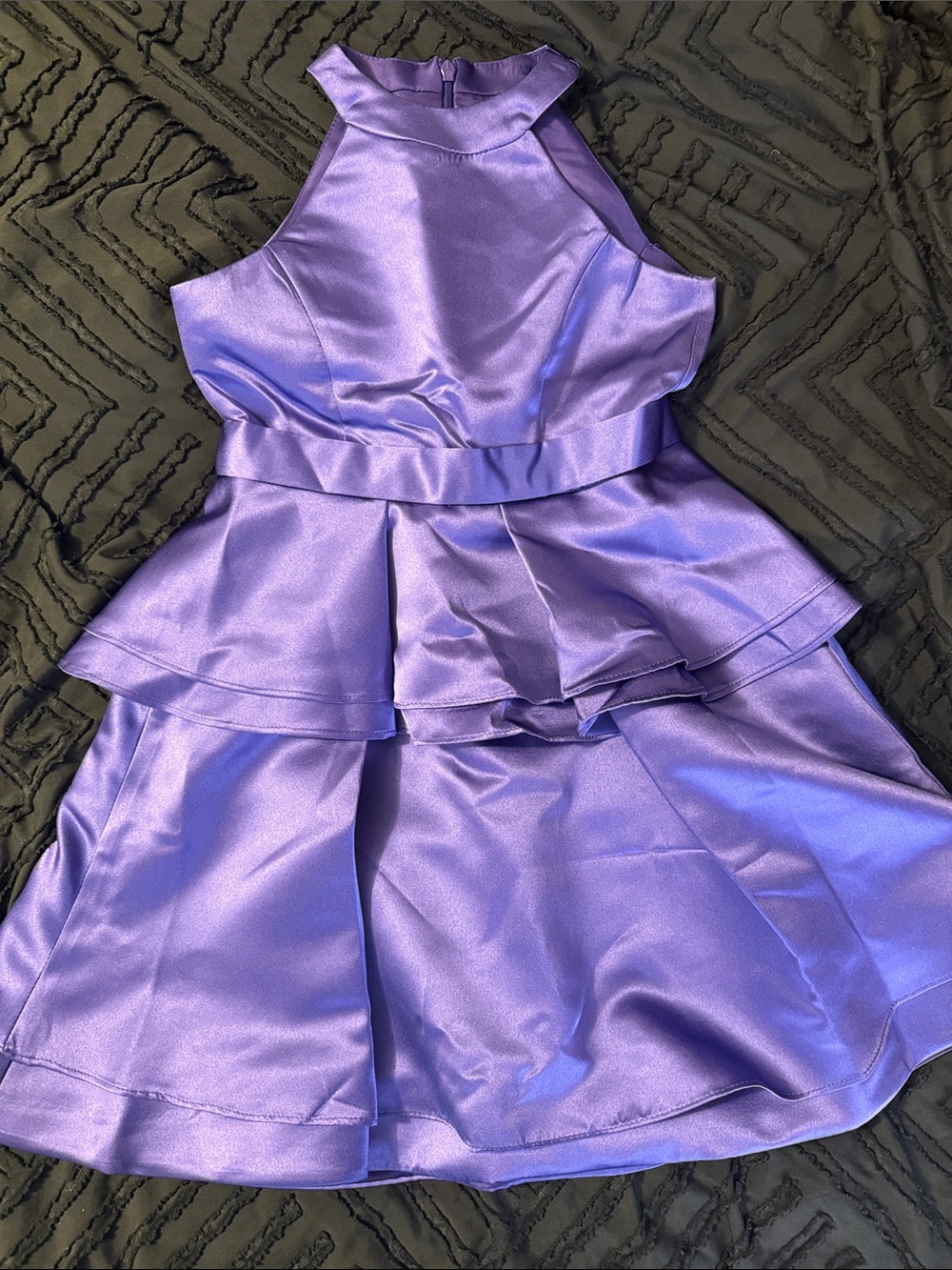 Girls Indigo Satin Peplum Party Dress